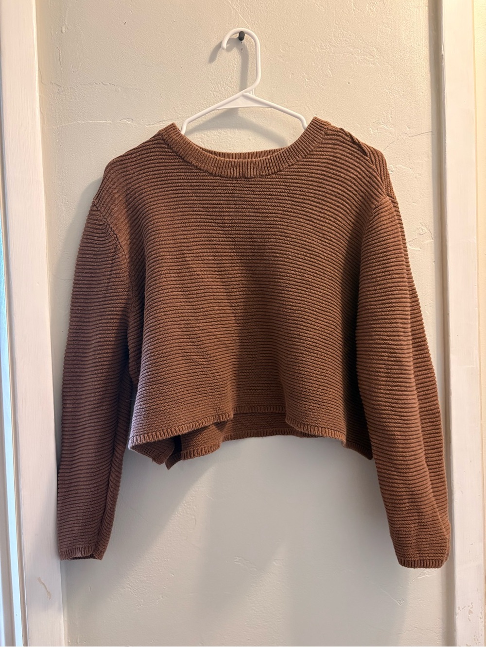 Cropped Rib-Knit Sweater